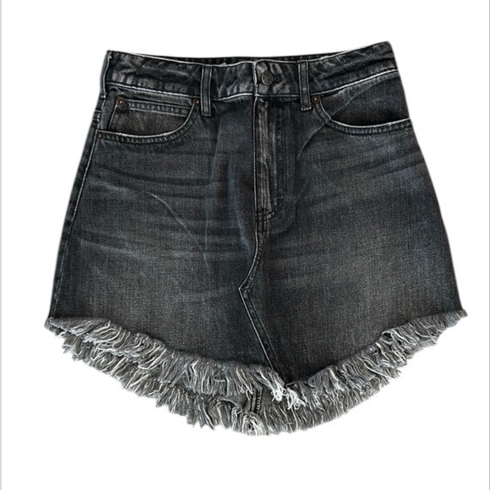 Free People We the Free black denim v cut skirt size 27 NWOT